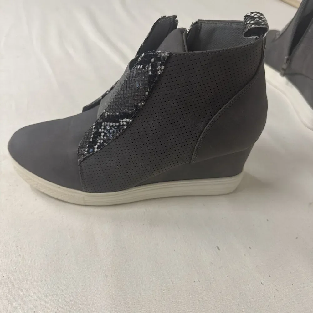katliu Women's Wedge Sneakers Platform Wedge Shoes Animal Print Booties Black 9M